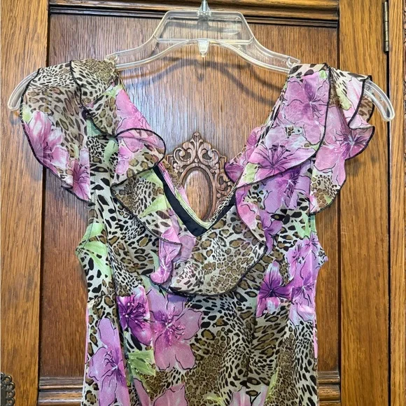 Robbie Bee Vibrant Floral and Leopard Print Dress - Picture 2 of 12